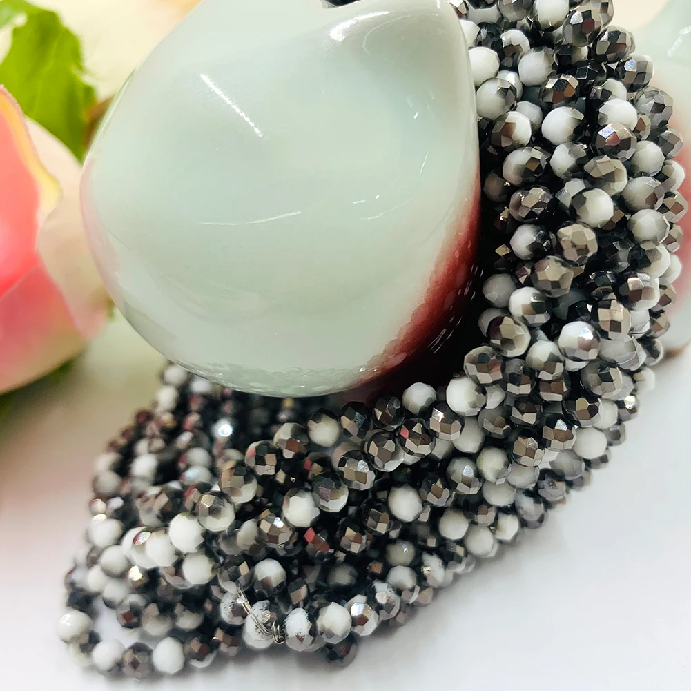 

Бусины с полупокрытием из нефрита для бижутерии, овальные бусины с колесиками-разделителями белого и черного цвета, аксессуары для поделок, 4/6/8 мм, 15 дюймов