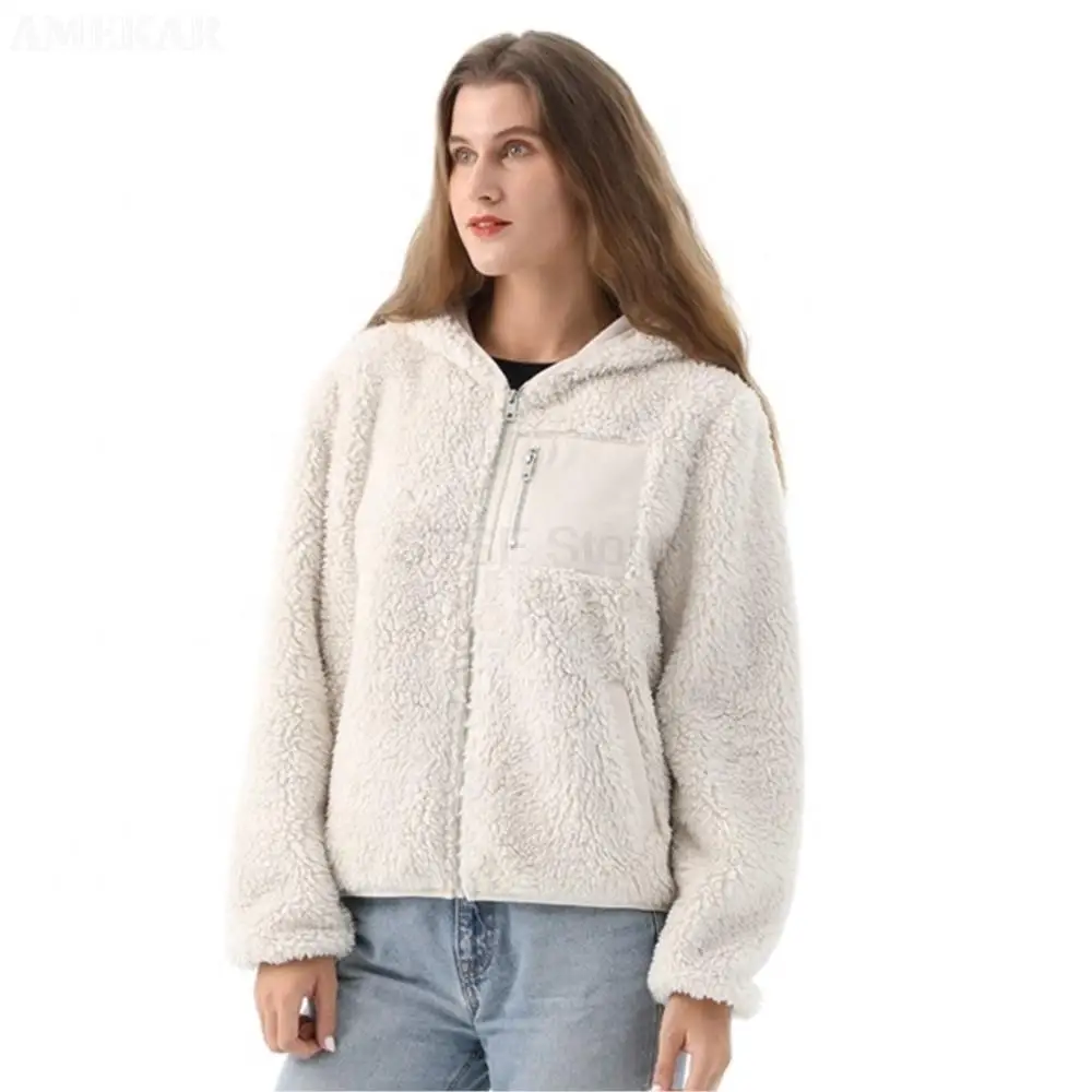 Women Winter Real Fur Zipper Coat Long Sleeve With Hood Pure Color Real Fur Jacket Thermal Fluffy Fur For Women Jackets