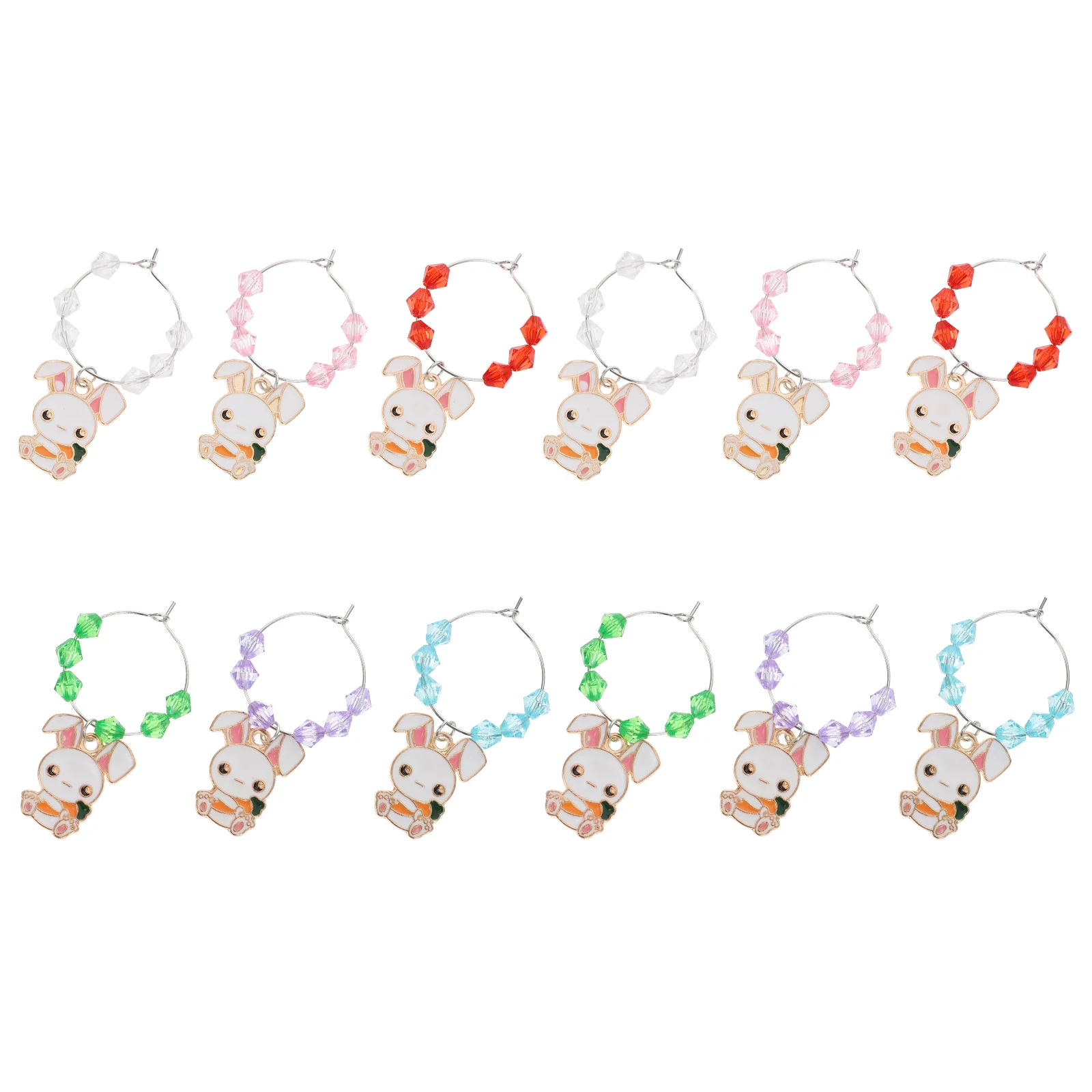 

12Pcs Bar Glass Charms Rabbit Glass Decors Colorful Drink Markers