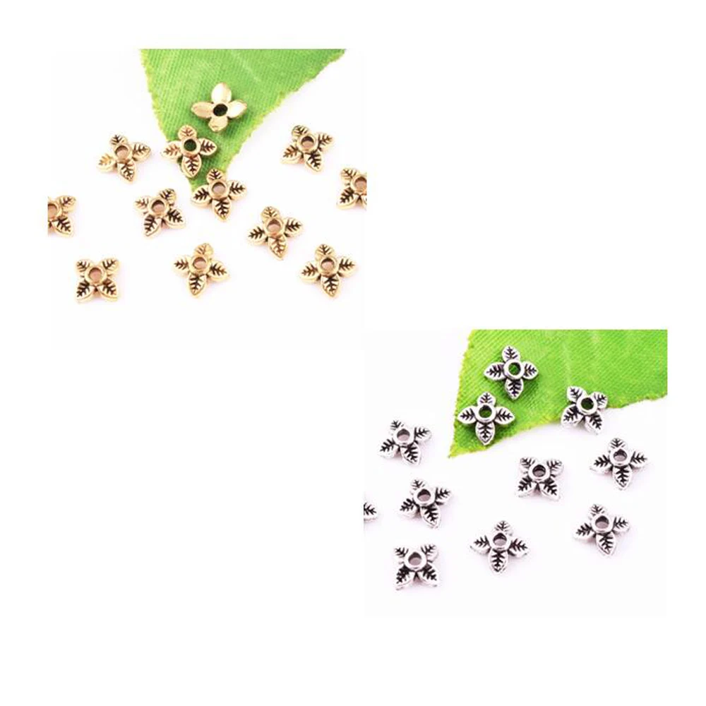 

100pcs Antique Gold/Silver Vintage Leaf Shaped End Bead Caps Fashion DIY Crafts Jewelry Accessories 6mm 3+HT05#