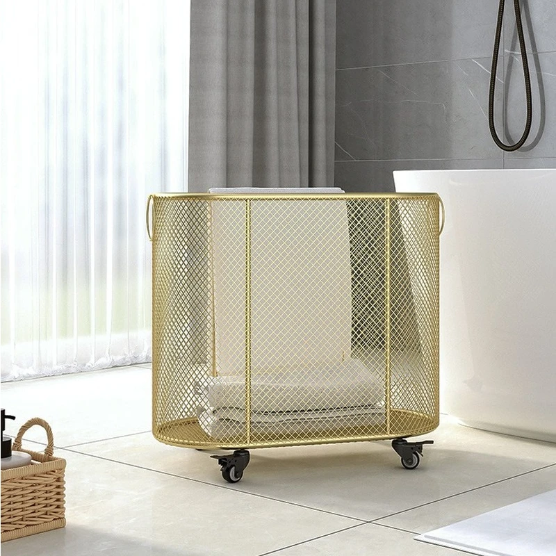 

Nordic Bathroom Laundry Baskets Light Luxury Large-capacity Dirty Clothes Basket Ins Style Clothes Golden Storage Baskets
