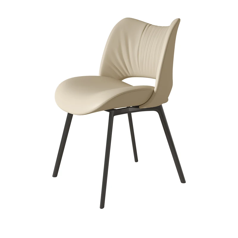 

Hxl Italian Minimalist Leather Dining Chair Light Luxury Backrest Dining Chair High-End Villa Leisure Chair