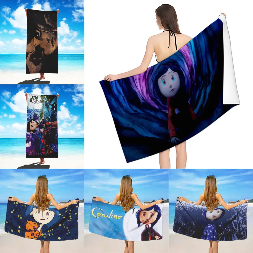 Пляжное полотенце из микрофибры фильма ужасов в стиле аниме быстросохнущее
