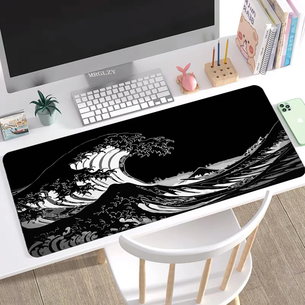 

MRGLZYBlack and White Keyboard Mouse Pad Large 40*80cm Large Large Mouse Pad Wave Scenery Art Mouse Hot Sale Gaming Accessories
