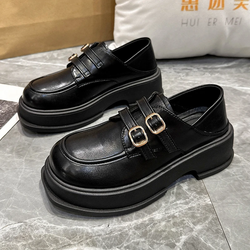 

2023 Лолита обувь Новые массивные Лоферы женская обувь на платформе японская форма JK кожаная обувь для колледжа девушки повседневная обувь