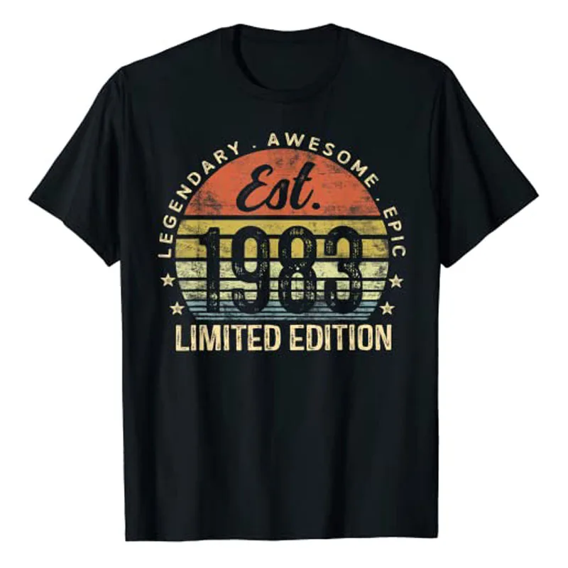 

Est 1983 Limited Edition 40th Birthday Vintage 40 Year Old T-Shirt Gifts Born In 1983 Clothes Short Sleeve Blouses Sayings Tees