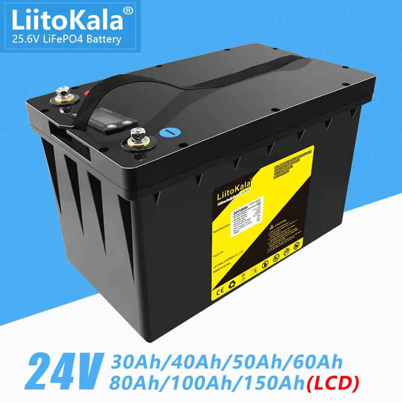 

LiitoKala 24V 100Ah 150Ah 60Ah 80Ah Lifepo4 Battery for 8S 25.6V 30Ah 50Ah RV Campers Golf Cart Off-Road Off-grid Solar Wind
