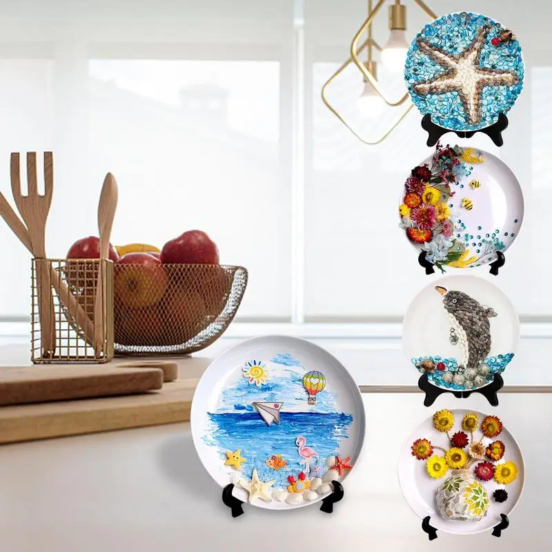

Ceramic Decorative Plate Ceramic Plates With Display Stand Children's Handmade Educational Tool Package Gifts For Boys And Girls