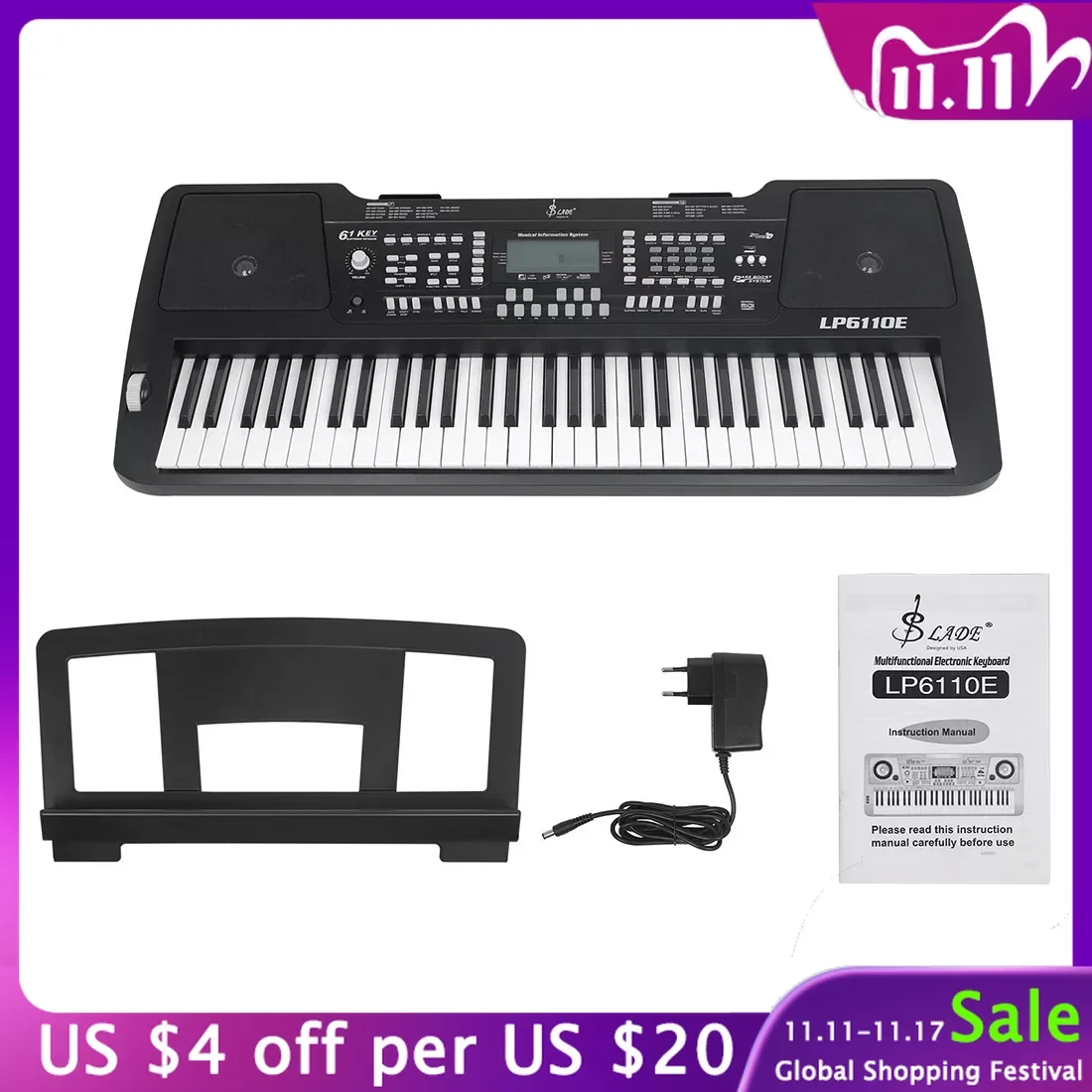 

SLADE Professional 61 Keys Multifunctional Electronic Piano Keyboard Instrument Suitable For Professional Performance