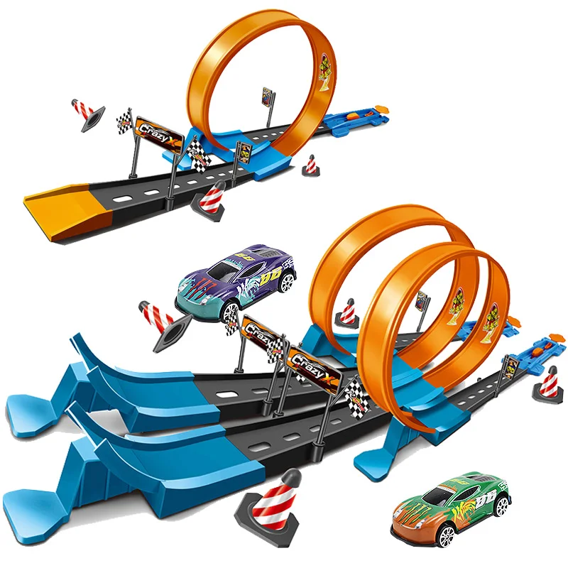 

Stunt Speed Double Car Wheel Model Toys Kids Racing Alloy Track Diy Assembly Track Kit Boy Kids Toy Gift