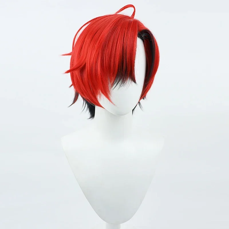 Парик для косплея Flayon английский Tempus YouTuber черные красные с короткими волосами