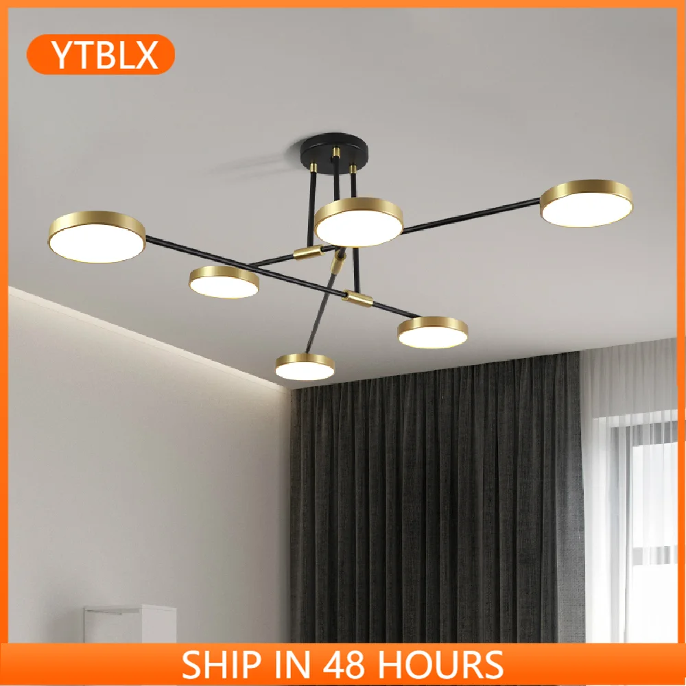 

Черные золотые современные люстры, светодиодное освещение для столовой, гостиной, украшение для дома, подвесные светильники с несколькими ...