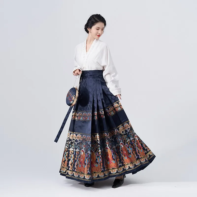 

Женская юбка Hanfu в китайском стиле, летняя и осенняя одежда с вышивкой