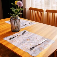 high quality pvc hollow flower european waterproof oil proof placemat table mat hotel restaurant kitchen heat insulation pad