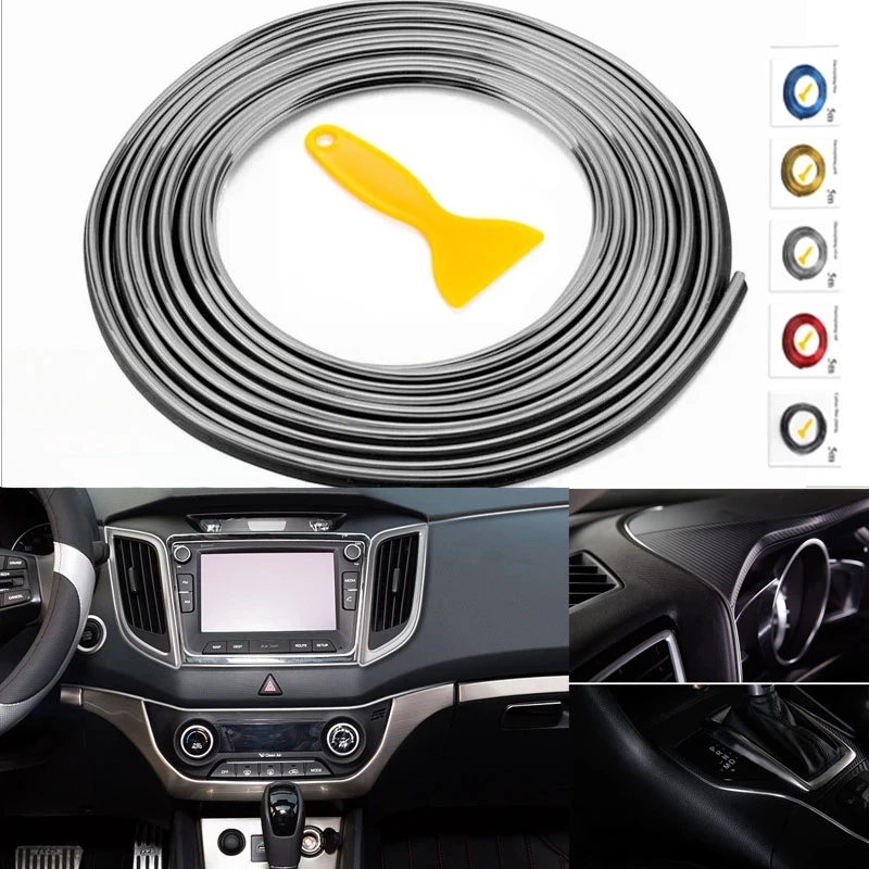 

5M/pc Car Styling Universal Flexible Car Interior Decoration Moulding Trim Strips Car Central Control and Door Decoration Strip