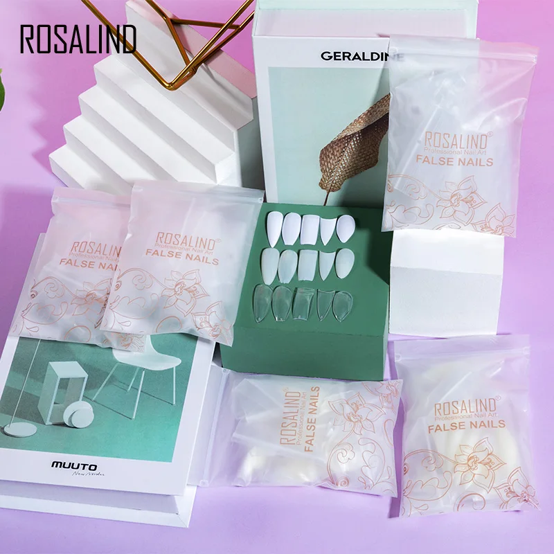 Гелевые накладные ногти ROSALIND с наклейками полное покрытие французского маникюра