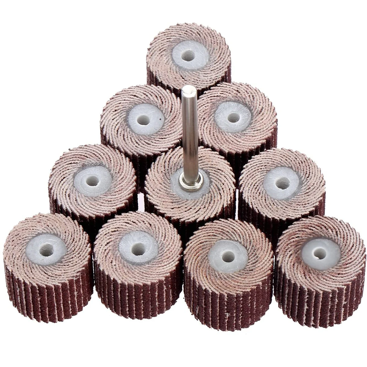 

10pcs 12mm Sanding Head Live Handle Louvre Grinding Head Louvre Wheel With Handle 80/120/240/320/600 Girt For Rotary Tool
