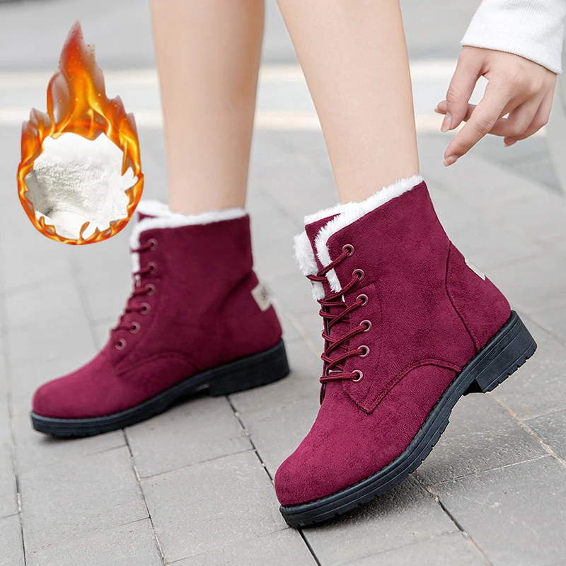 

Женские зимние ботинки, женская обувь на плоской подошве, женская обувь со шнуровкой, женские ботильоны на платформе, мягкие ботинки на масс...