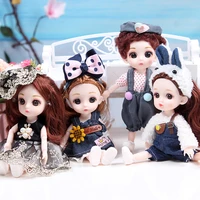 bjd doll 16cm 8 points 13 movable joint girl baby 3d eyes 112 fashion doll beautiful diy toy doll with clothes dress up gift