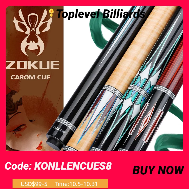 ZOKUE Carom Stick Professional Carom Billiard Cue Korean 3 Cushion Billiard Cue Carom Taper 12mm Tip 142 cm Libre Cue with Case