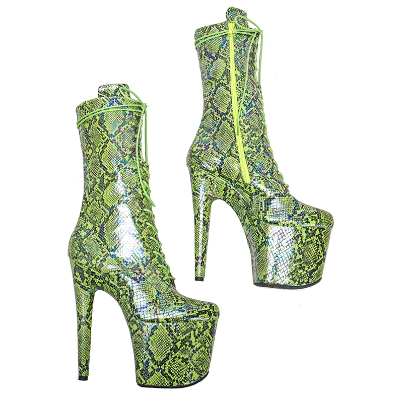 Leecabe snake 20CM/8inches High Heel platform Boots closed toe Pole Dance boots