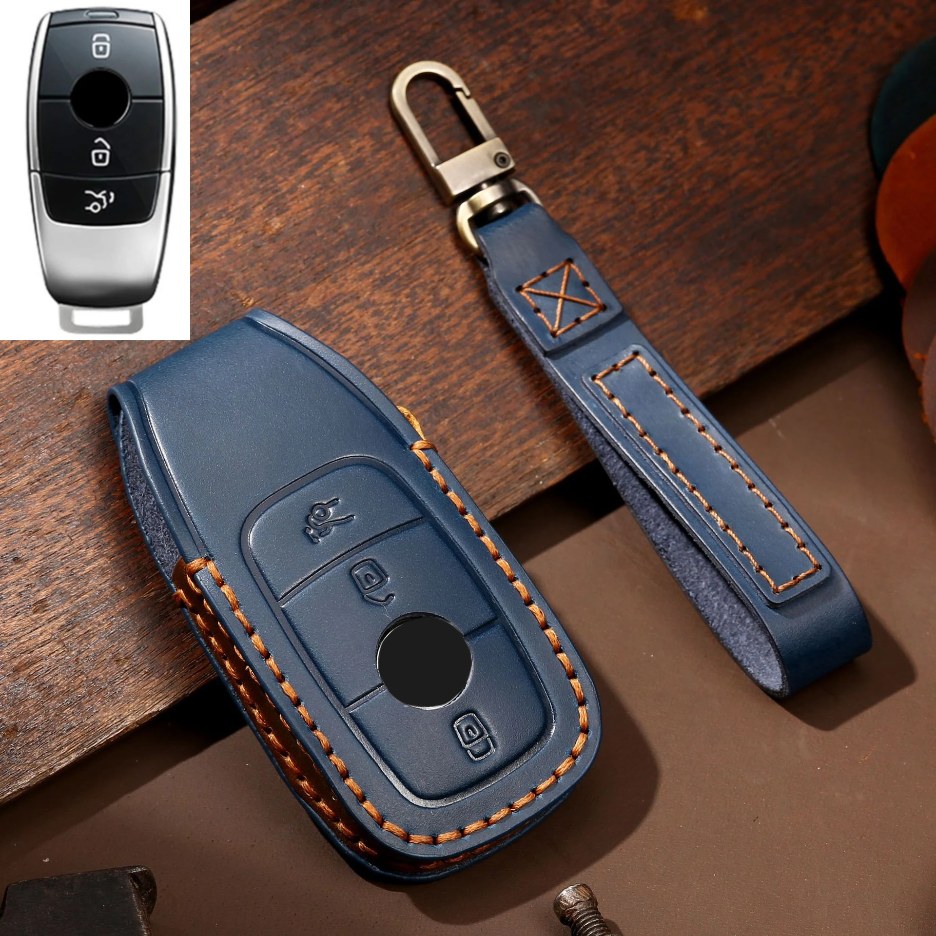Кожаный чехол для ключей ручной работы с 3 4 кнопками для Mercedes Benz E Class W213 E200 E300, чехол для дистанционного брелка, аксессуары для ключей