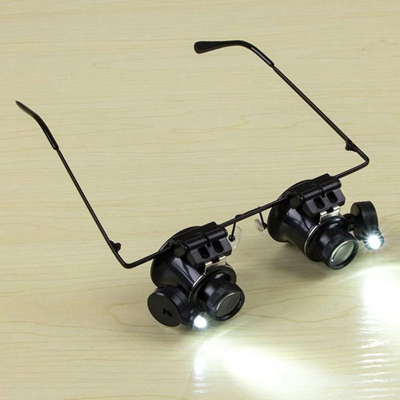 

20X Watch Detection Magnifying Glass Foldable LED Light Amplifier Jewelry Appreciation Precision Instrument Maintenance Tools