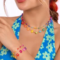 fashion summer colorful beads chain choker necklace women girls multi layer daisy collar jewelry wedding party gift femme