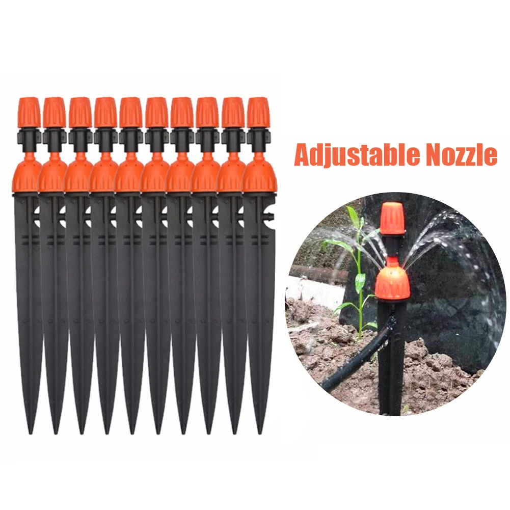 

10pcs Adjustable Garden Spike Sprinklers Greenhouse Micro Irrigation Sprinkler Watering System Drip Emitters Misting Nozzles