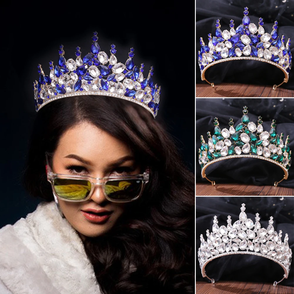 

Princess Crown Headband With Round Hook Exquisite Headband Suit For Women Eye-catching Design Rhinestones Crown For Party Nin668