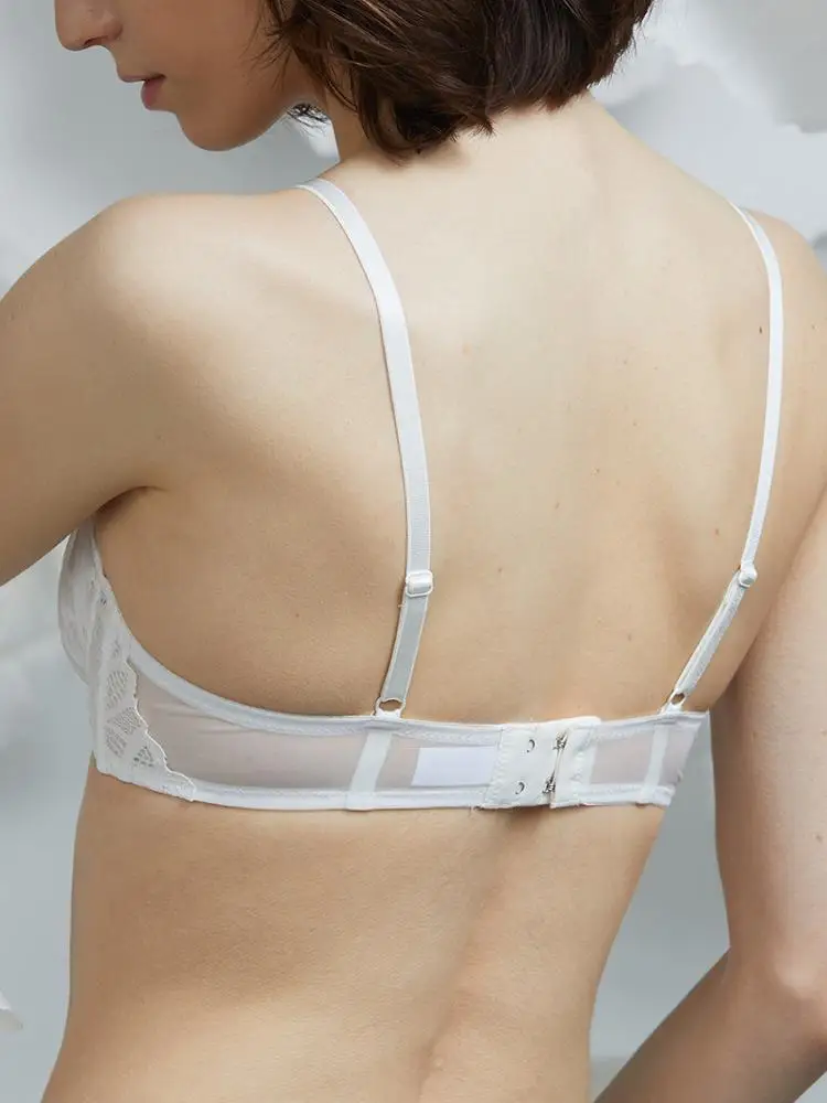 Underwear Women Beau Back Bra Summer Ultra-Thin No Sponge Lace Breathable Comfortable Push up Upper Support Small Under...