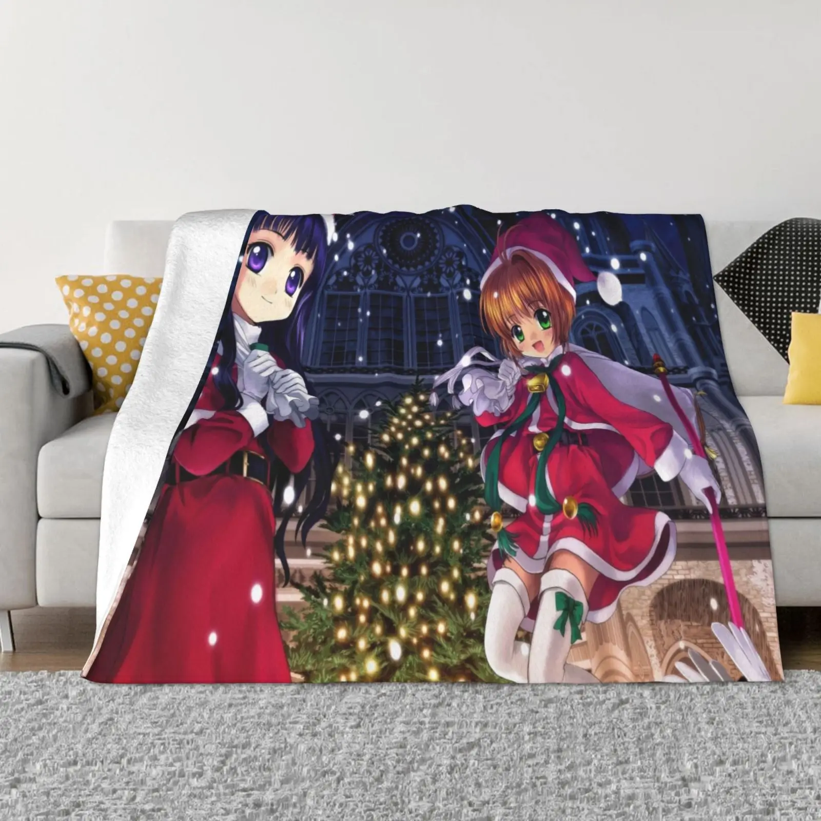 

Sakura Blankets for Beds Holiday Christmas Flannel Flurry Cozy Single Side Printed 80x60 Inch for Couch Bed Picnic Portable