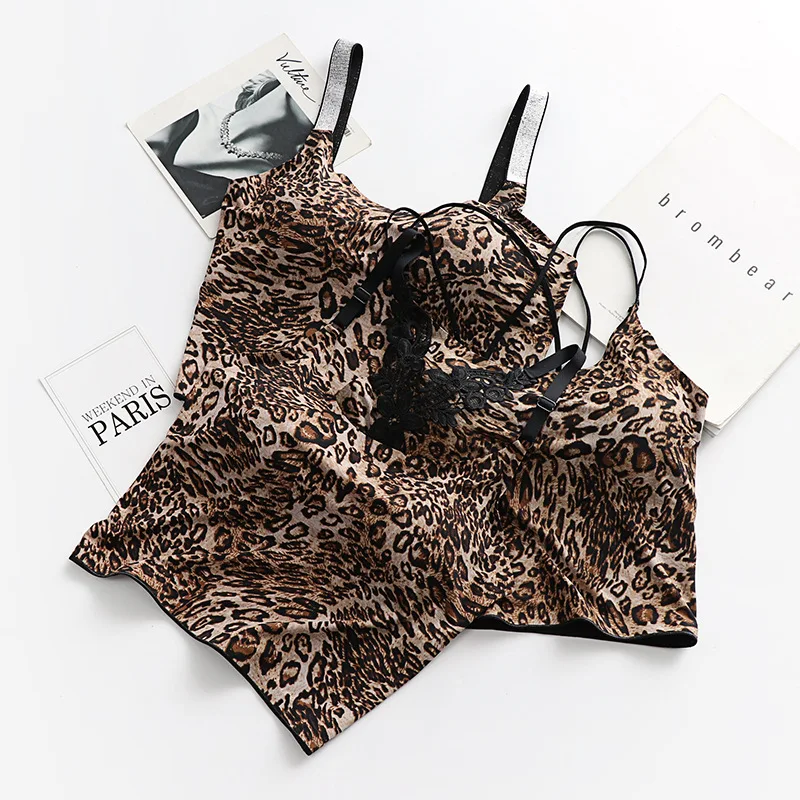 

Leopard Printed Bras for Women Girls Seamless Sport Lingerie Sexy Female Underwear Sleeping Breathable Bralette Brassiere