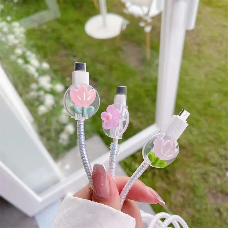 

Flower Cable Protector Cover Cute Data Line Protective Sleeve Mobile Cell Phone USB Charger Cord Winder Protection Accessories