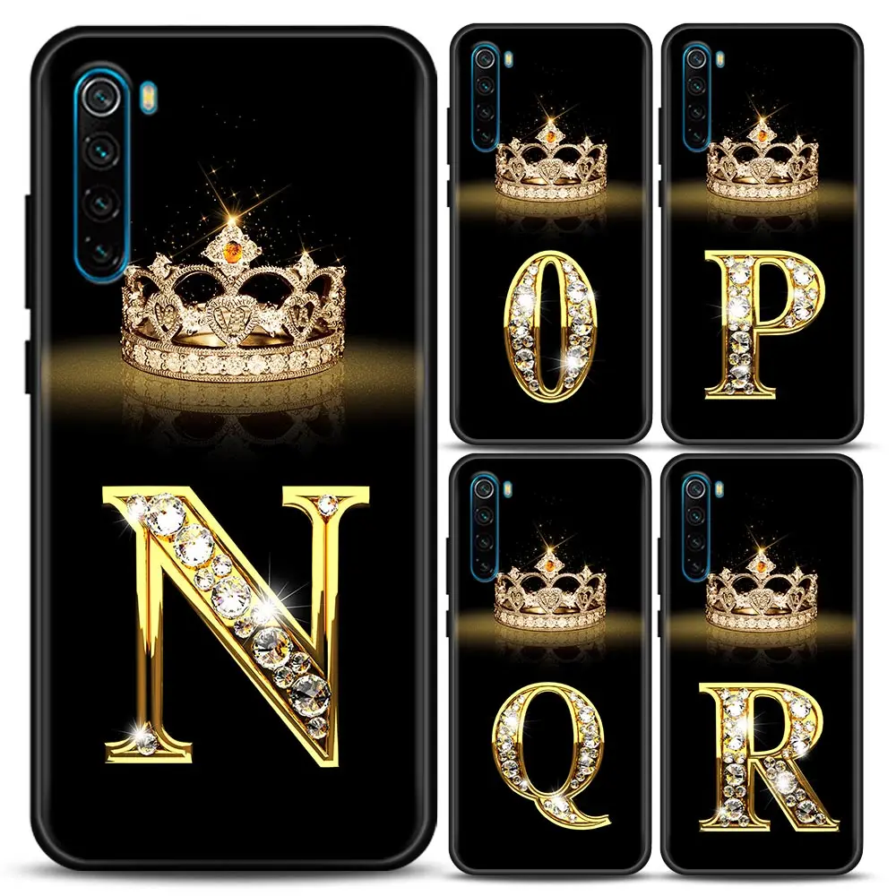 

Diamond Crown Letter N-Z Phone Case for Redmi 6 6A 7 7A Note 7 Note 8 A Pro 8T Note 9 S Pro 4G T Soft Silicone