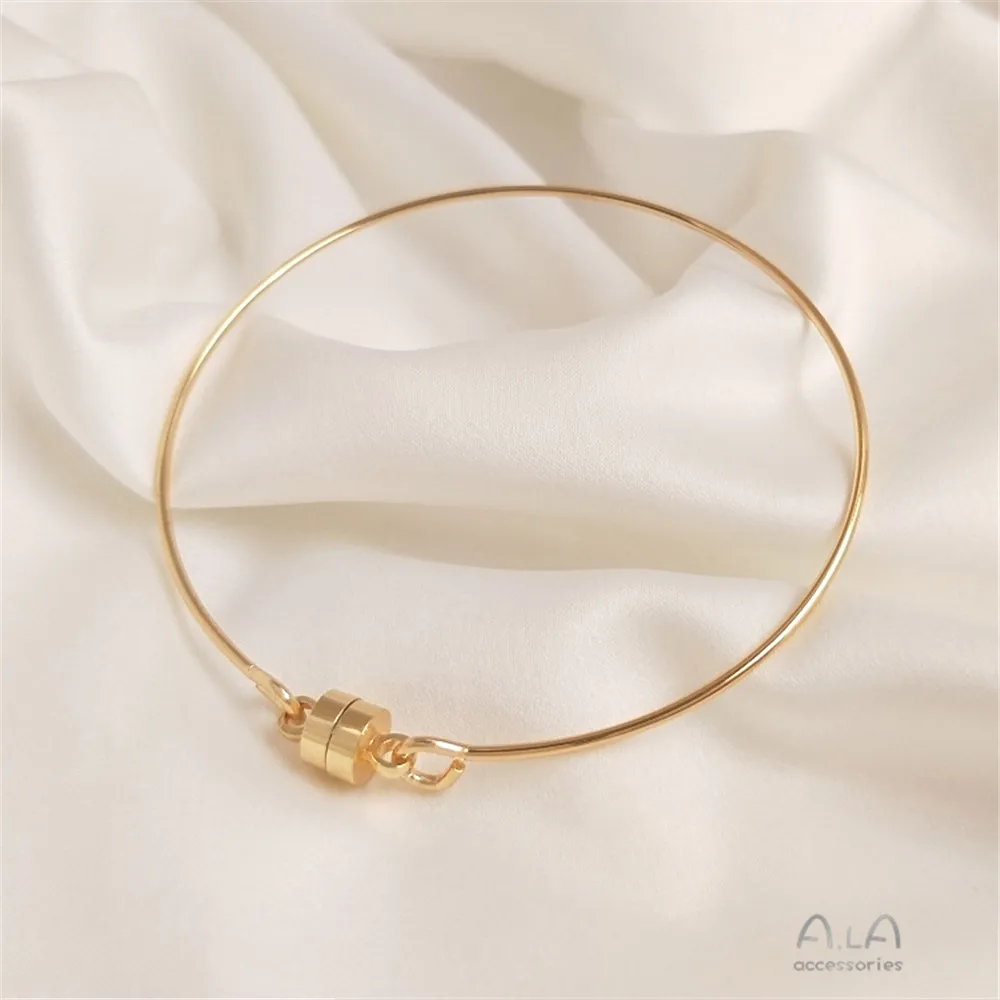 Купи Plated 14K Gold Filled Magnet buckle circular bracelet circle simple and stylish hand plated gold material DIY за 105 рублей в магазине AliExpress