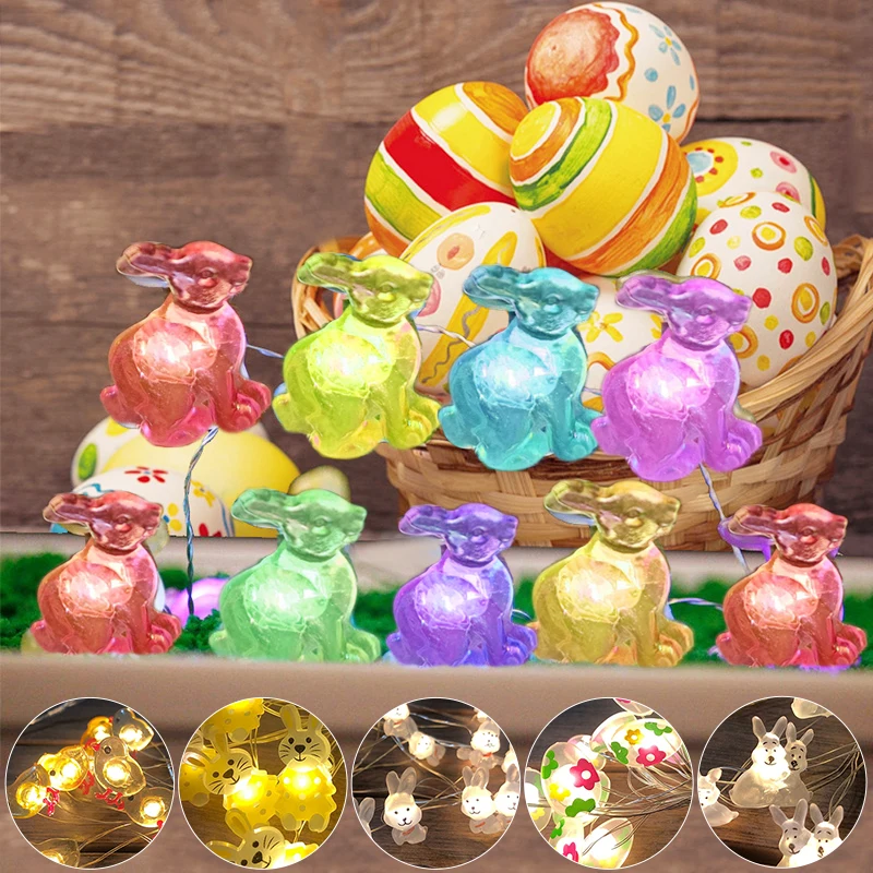 

Easter Eggs String Lights Bunny Ester Rabbit Light Colorful Eggs Chicks Happy Easter Day Decor For Home 2022 Rabbit Party