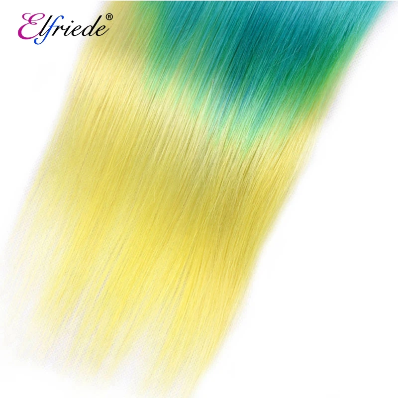 Elfriede синие/зеленые/желтые прямые пучки цветных волос с эффектом омбре