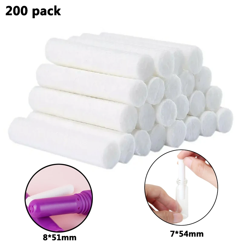 

New 200Pcs/Sets Aromatherapy Inhaler Refill Wick Stick Package for Nasal Inhaler Replacement Cotton Wicks