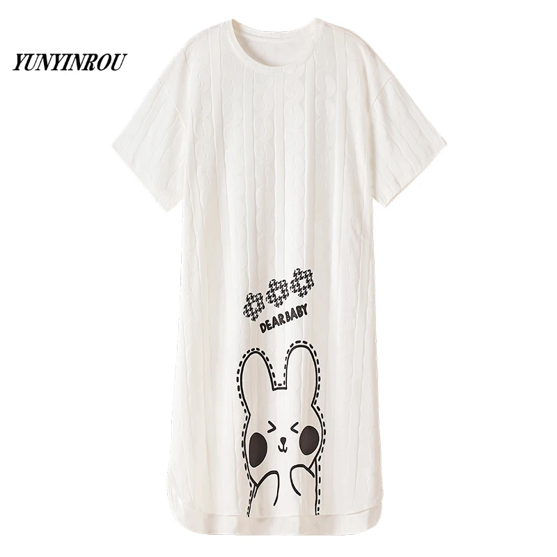 

Summer Knitted Cotton Night Dress Cartoon Women's Nightgowns Sleepshirts Girls Nightgowns Kawaii Homewear Nightdress Homewear