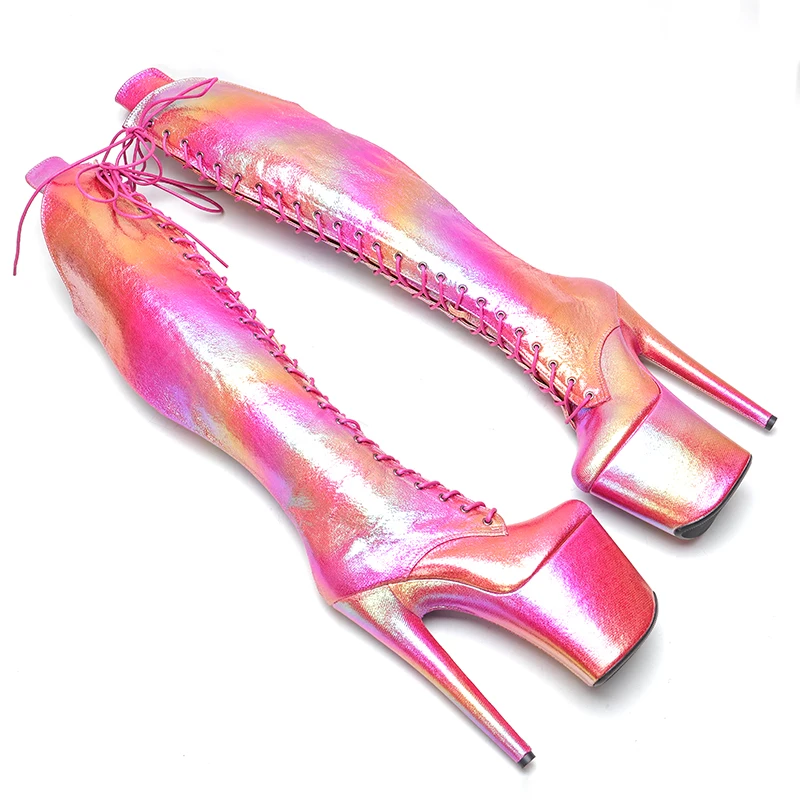 Leecabe  20CM/8inches Pole dancing shoes High Heel platform Boots closed toe Pole Dance boots