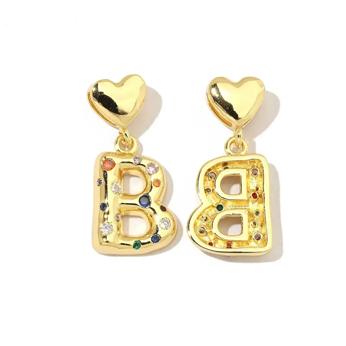 Vnistar 18-каратное золото цвет никогда не выцветает медь CZ сердце имя начальная