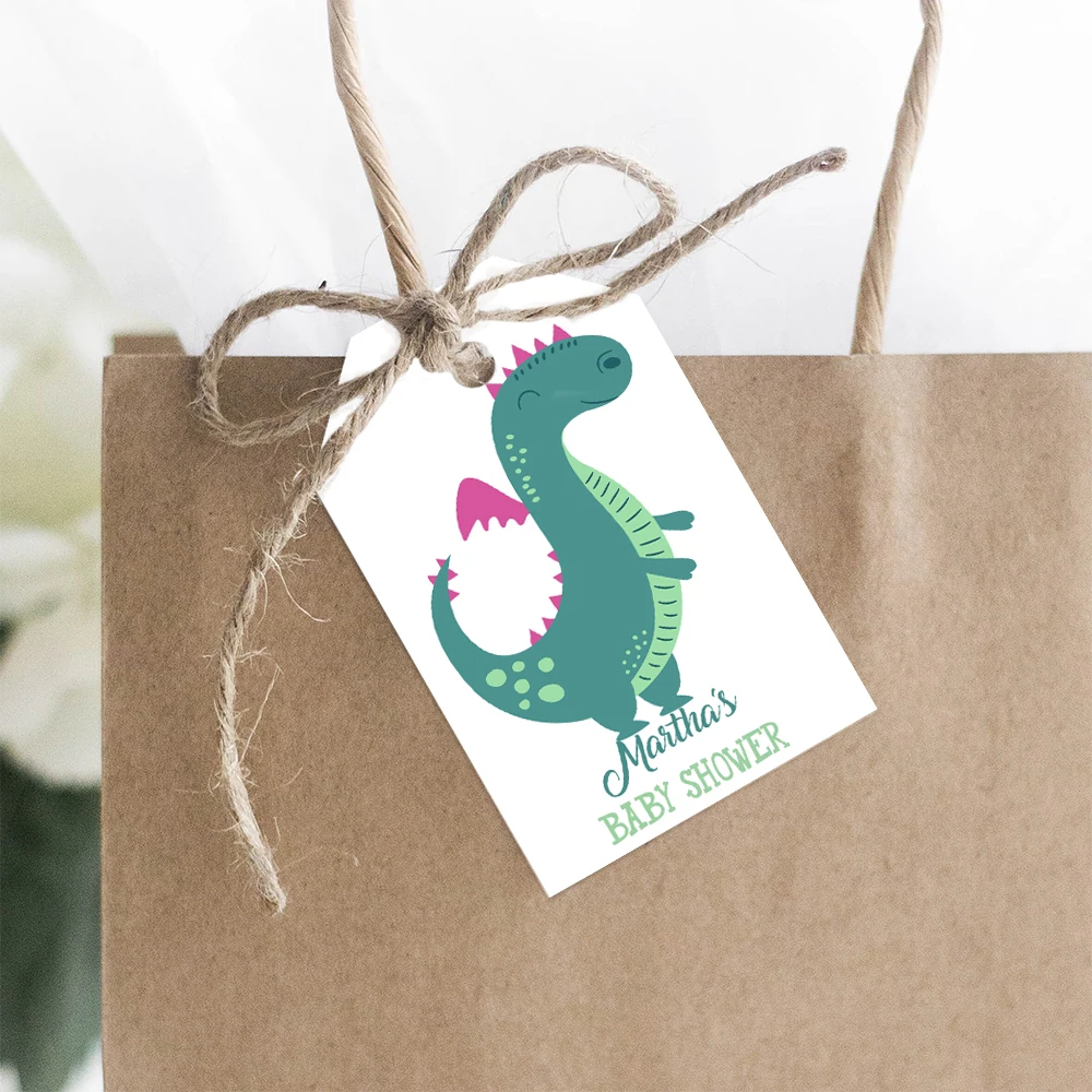 

Наклейки на детский день рождения, ярлыки для личности, Мультяшные динозавры, индивидуальные наклейки, дизайн ваших собственных подарков