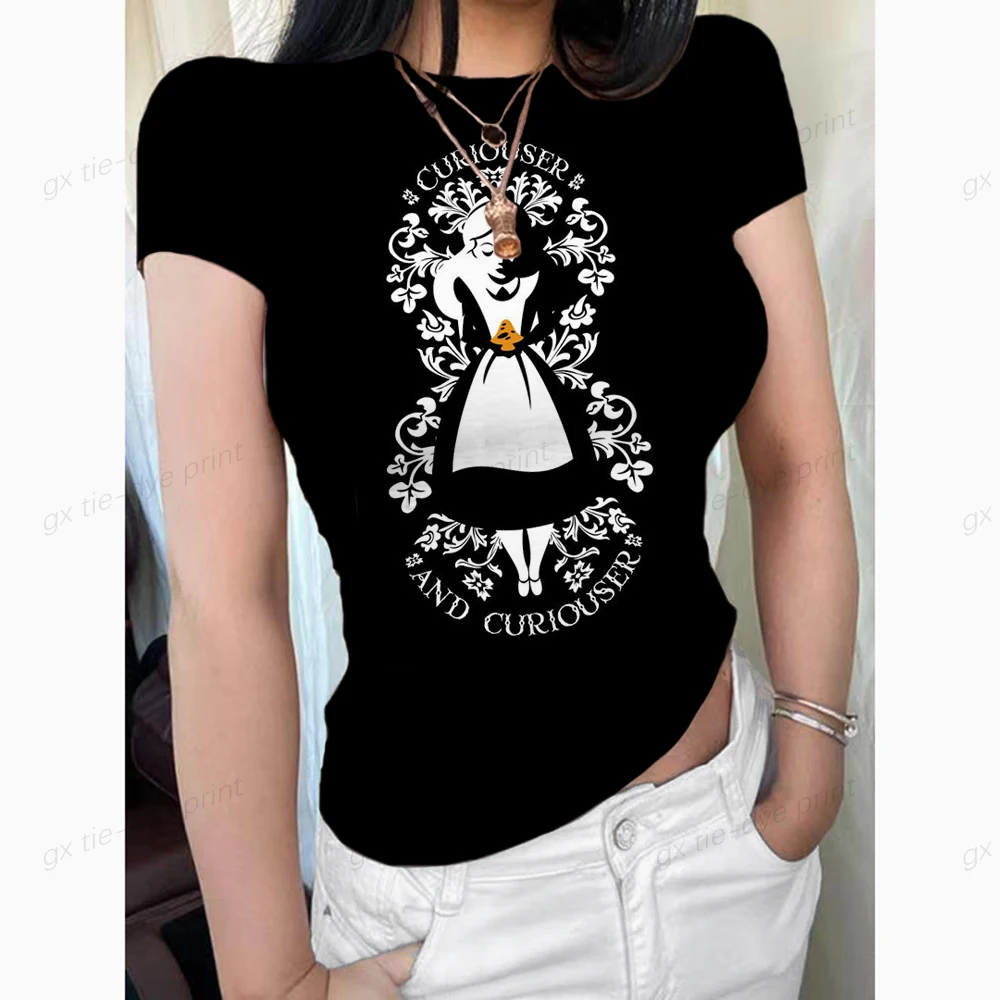 

Женская футболка с принтом Принцессы Диснея, корейский топ с узором в стиле Харадзюку для девочек, Милая женская футболка, топ, женская футболка, Топ