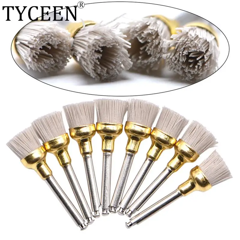 

10 шт./пакет зубные щетки для полировки, задвижка из глиноземного материала, плоская чаша, острый полировщик, щетка для наконечника под углом