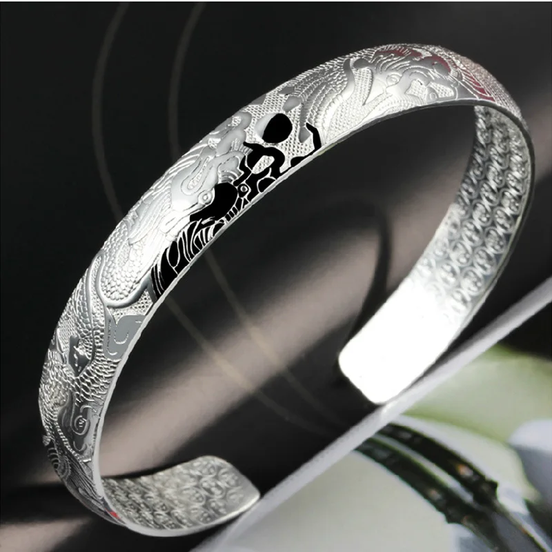 

925 Sterling Silver Loong Phoenix Open Bangle Bracelets For Women Luxury Designer Jewelry Offers Free Shipping Jewellery