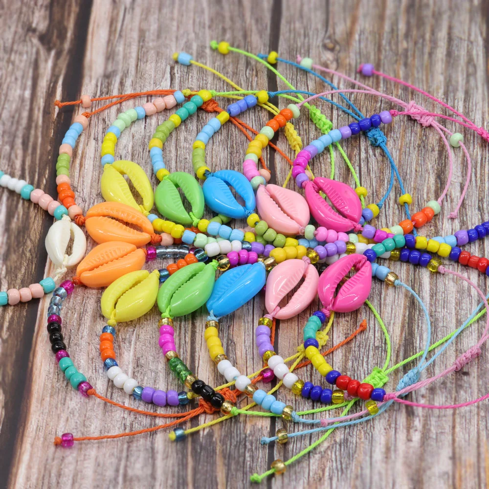 

INS Colorful Rice Bead Bracelet For Women Bohemia Natural Seashell Acrylic Charm Bracelet Girls Handmade Fashion Jewelry Gifts