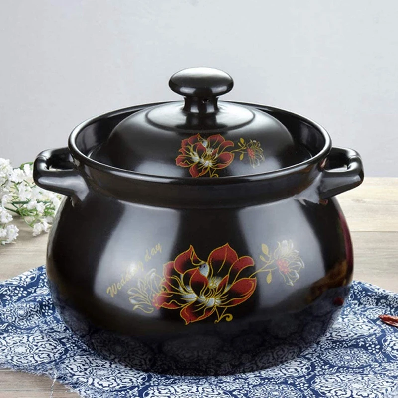 

Health Soup Pot Household Stew Pot with High Temperature Resistance Ceramic Casserole Soup Pot with Lid