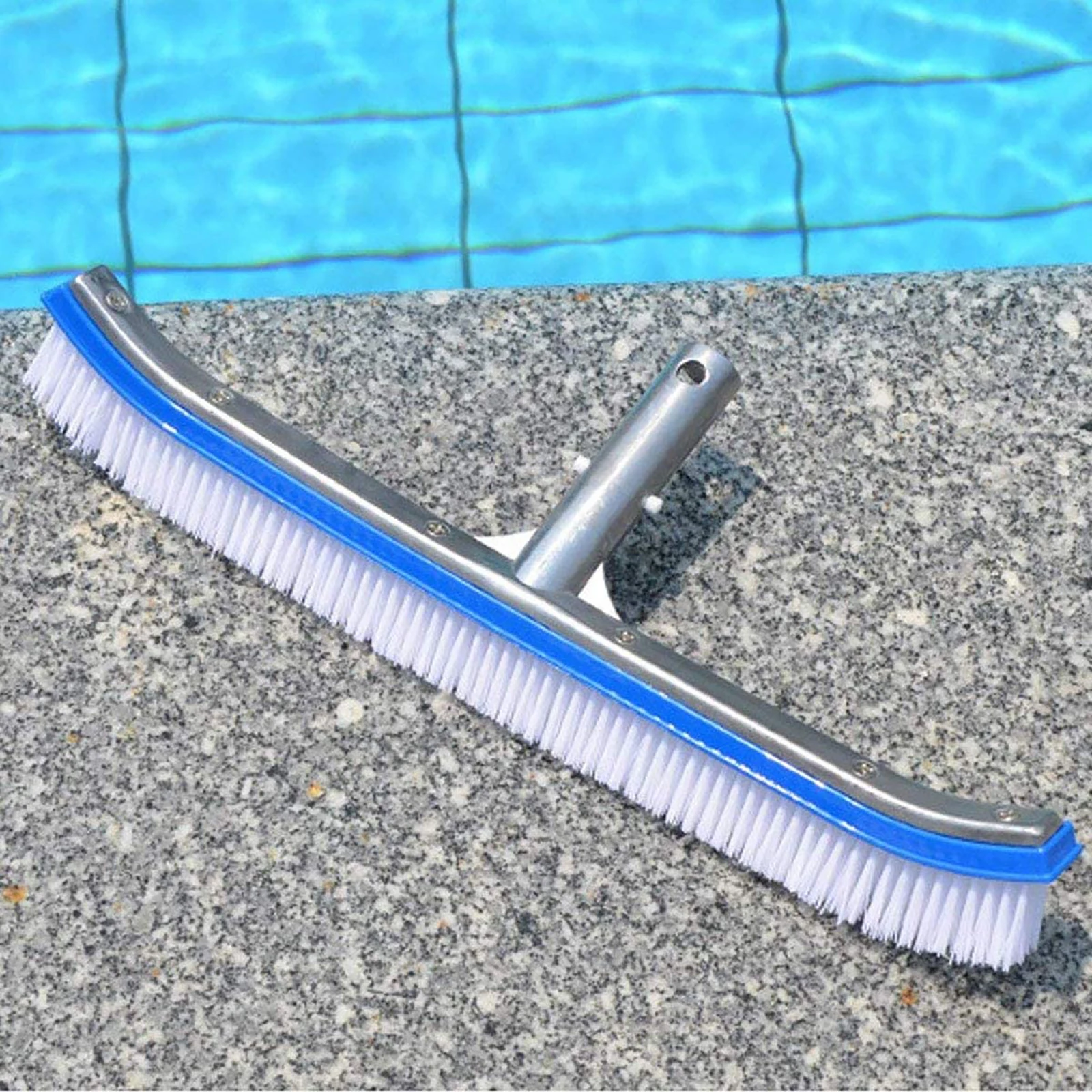 

18 Inch Swimming Pool Brush with Clip Aluminum Handle Nylon Bristles Tools for Cleaning Swimming Pool Wall Tiles