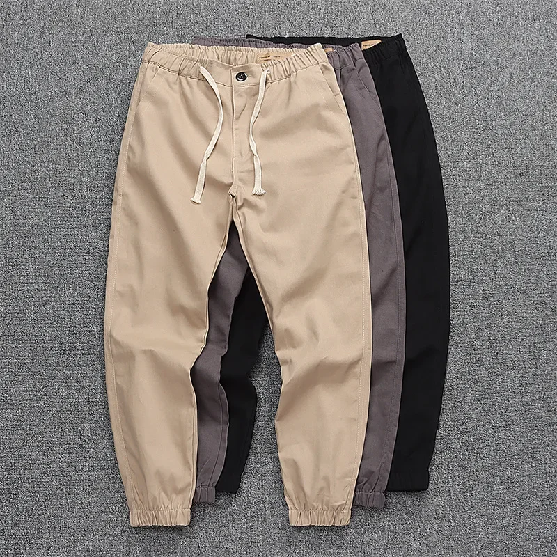 Осенние прочные рабочие брюки в японском стиле мужские свободные однотонные